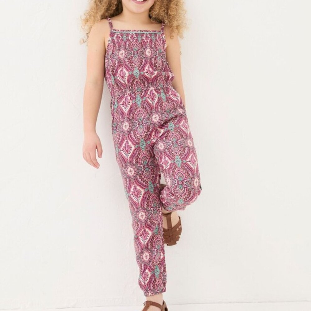 Girls Purple Paisley Print Jumpsuit, Size 8/9